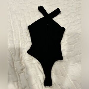 Astr the label black crisscross bodysuit